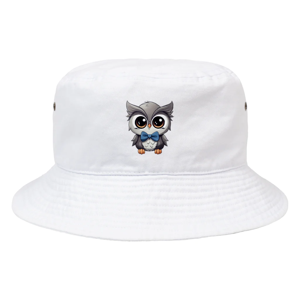 Vasetti_pressの蝶ネクタイをしたフクロウ Bucket Hat