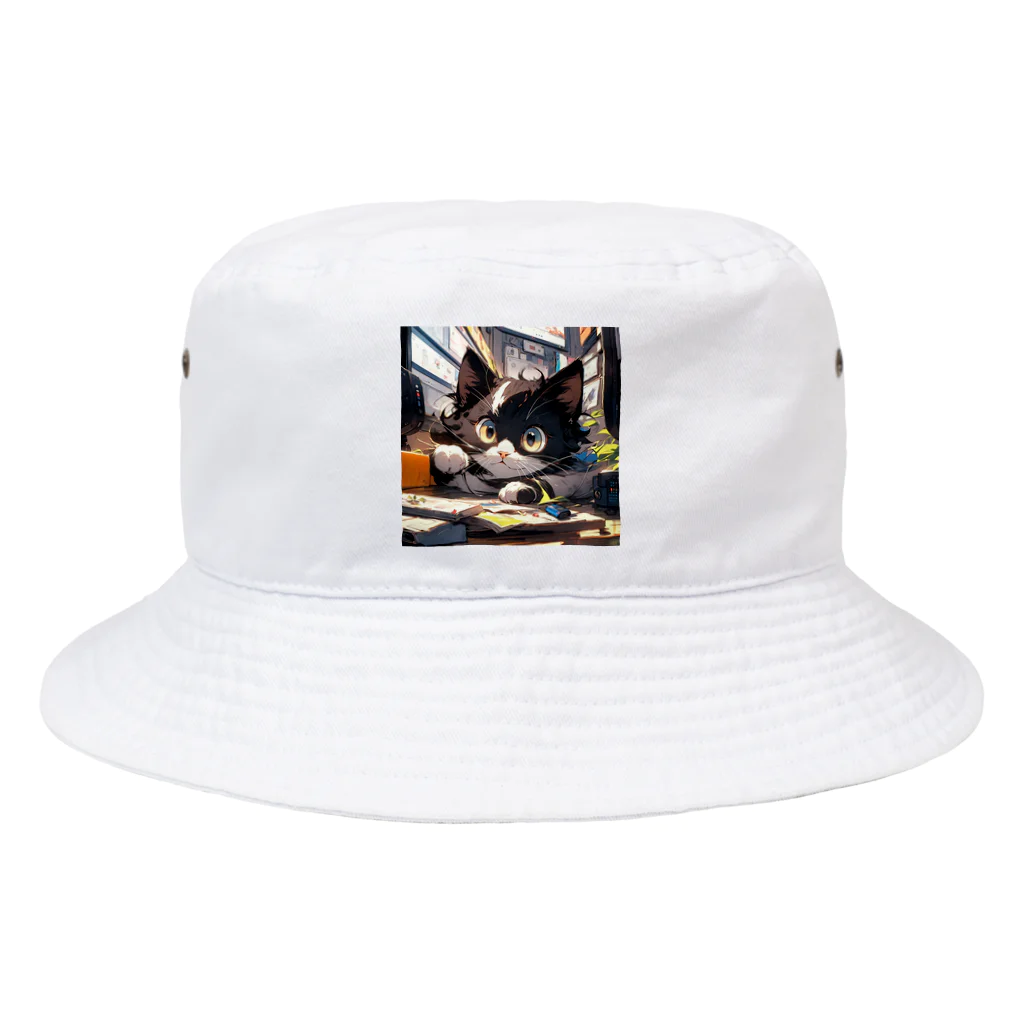 デザインウェアハウスちひろのハチワレにゃんこ Bucket Hat