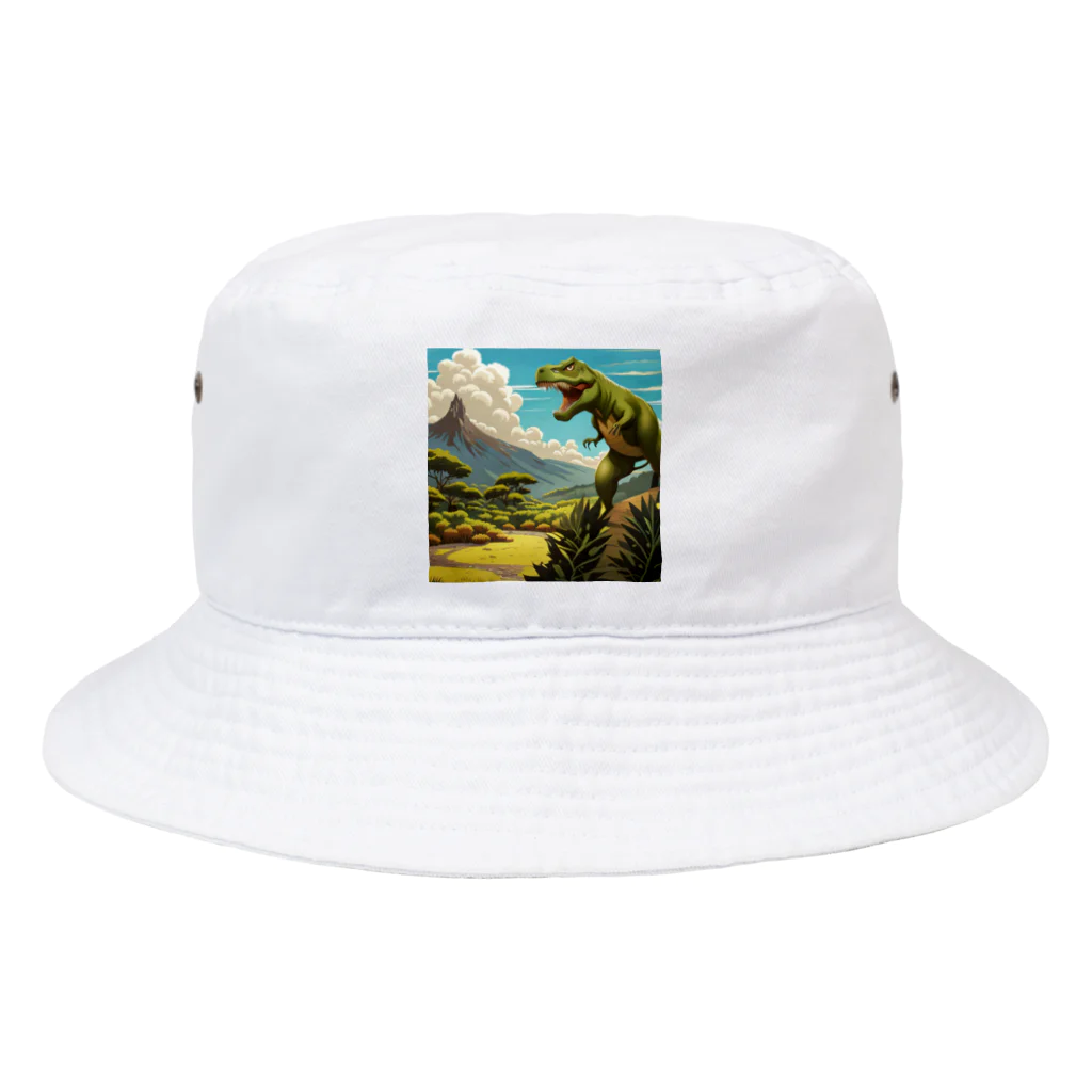 和彩-Wairoriのアニメ調　ティラノサウルス Bucket Hat