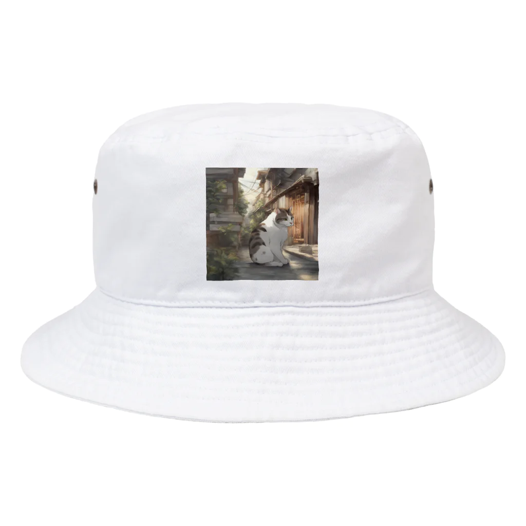 猫専門店　まるまるねこの懐かしい雰囲気に包まれた猫のアートプリント Bucket Hat