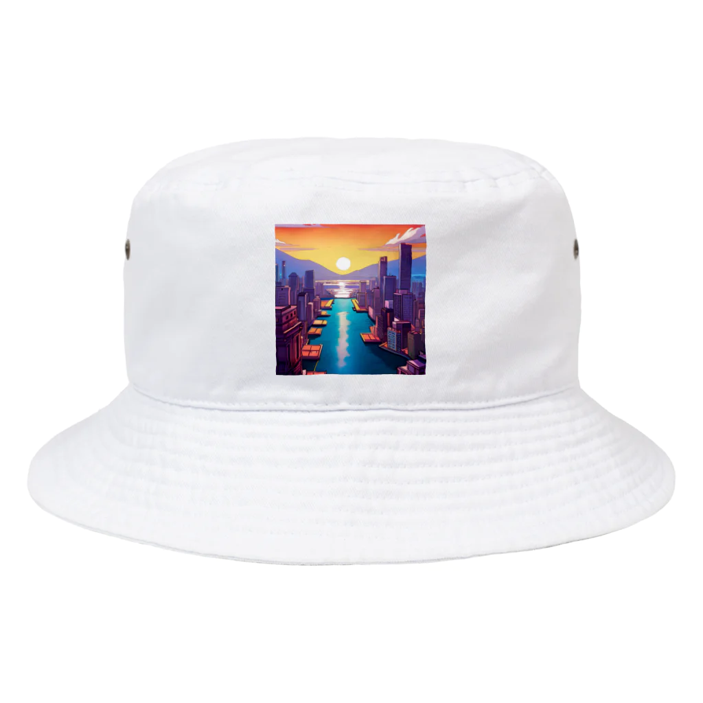 pixel-martの夕日 Bucket Hat