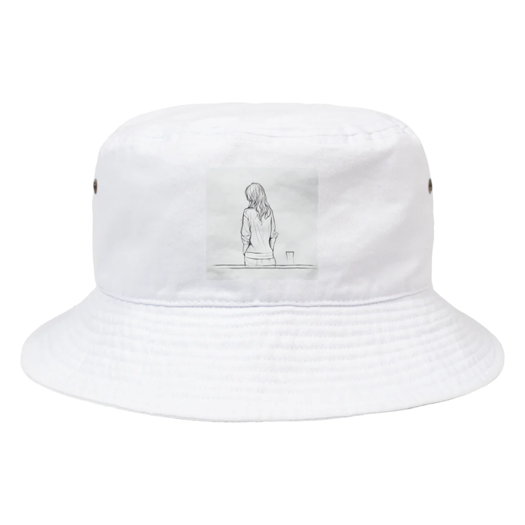 シンプルライフのシンプルライフ　ー休憩中の女性ー Bucket Hat