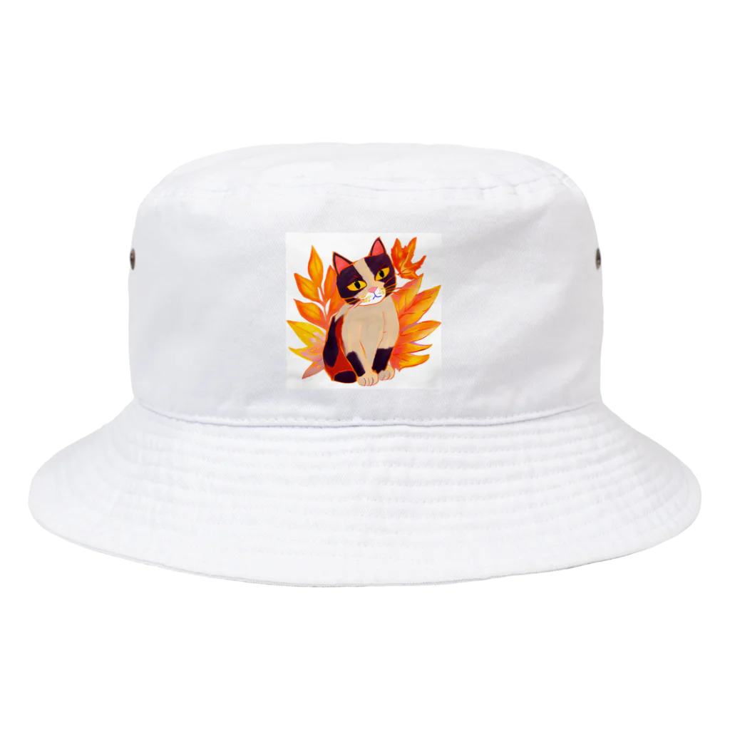 MYST_RIVENの紅葉と三毛猫 Bucket Hat