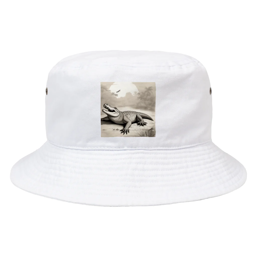 okaokaのジャングルのワニ Bucket Hat