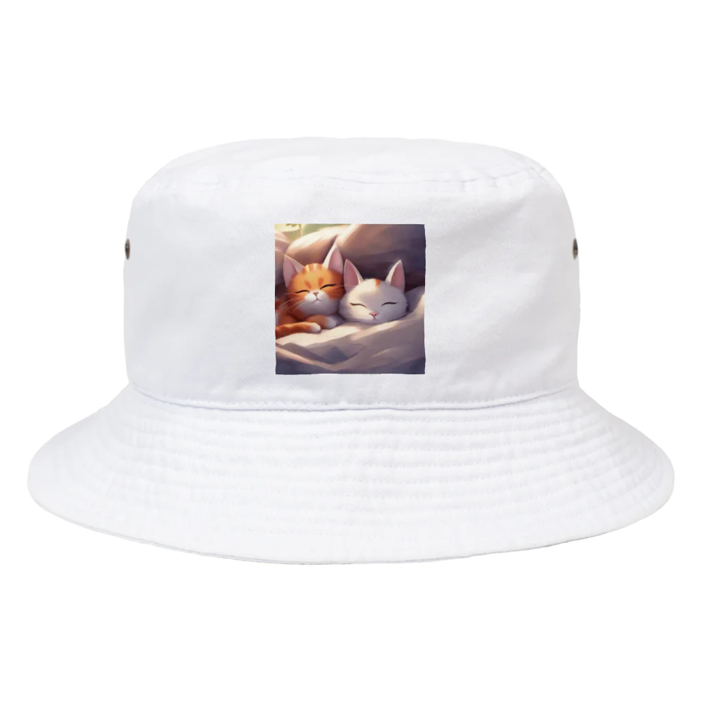 夫婦にゃんこの休日に布団から出てこない夫婦ネコ Bucket Hat