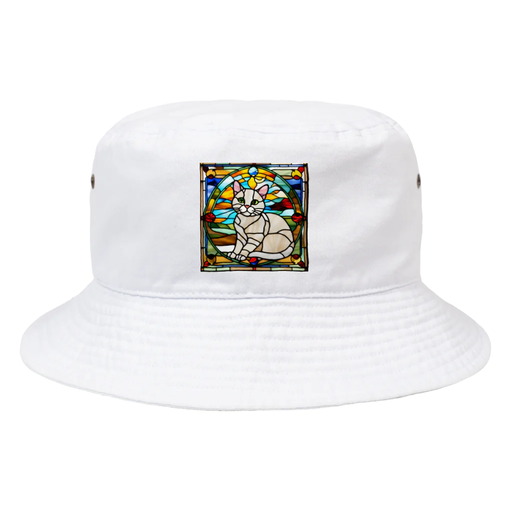 Ren05の猫のイラストグッズ【ステンドグラス風】 Bucket Hat