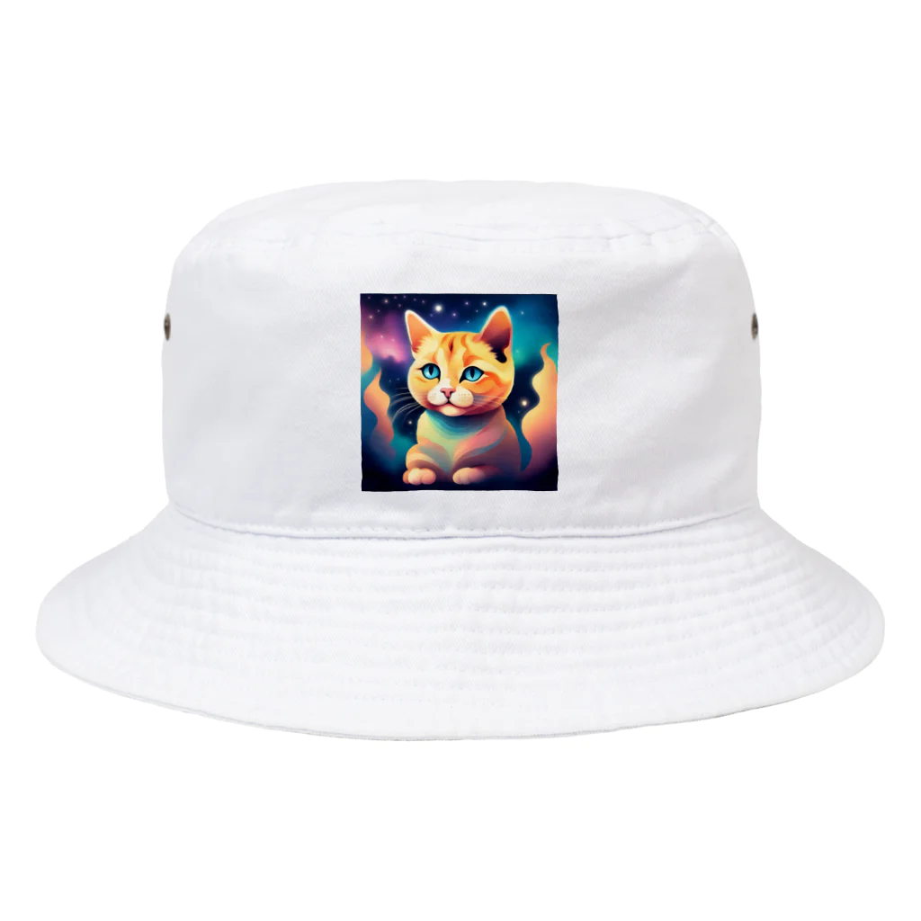 猫の憩い場の夜空を見つめる猫 Bucket Hat