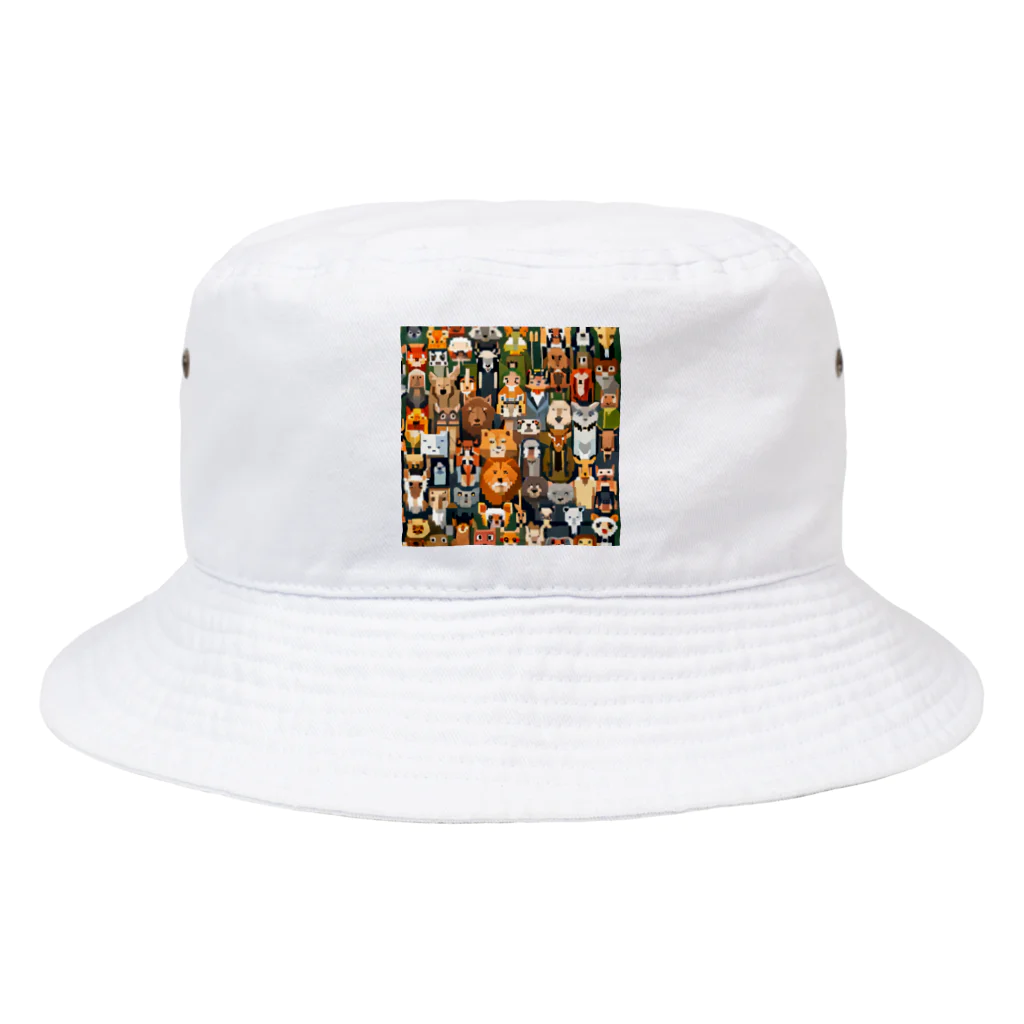 フリーダムの動物群ピクセルアート Bucket Hat