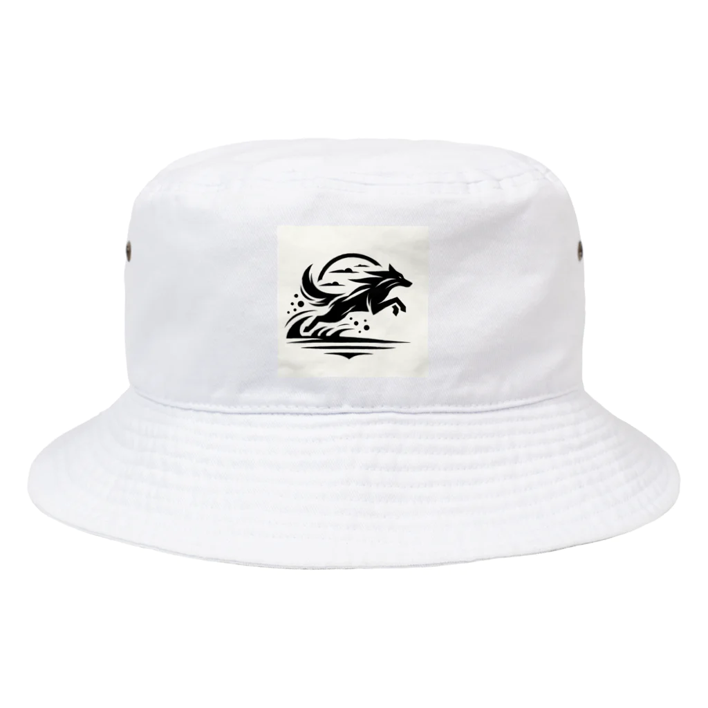 レインボーグリッターの獲物を狩るオオカミ Bucket Hat