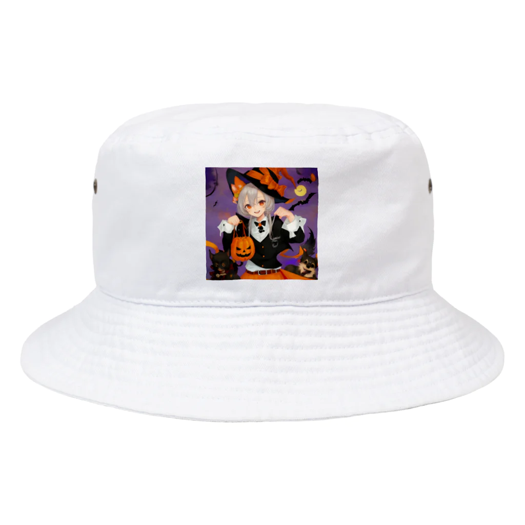 チワワ愛好家ショップのワワ大好き魔女のハロウィン・キャンディ・キス Bucket Hat