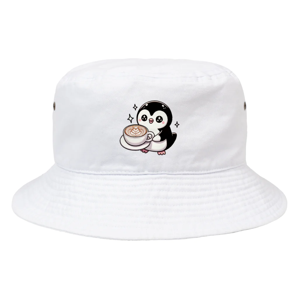 ちょいダサアイテムショップのペンギンバリスタのラテアート Bucket Hat