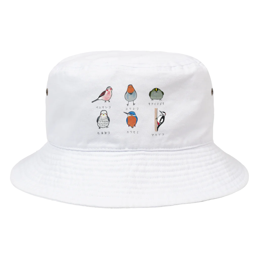 森図鑑の[森図鑑] 日本の野鳥づくし6羽B-2 Bucket Hat