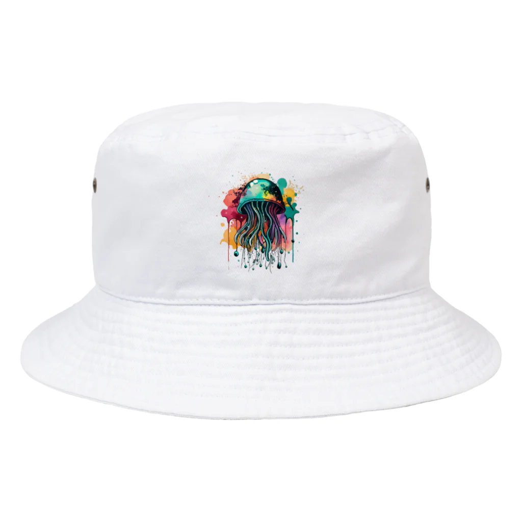 Moodifyのサイバーパンククラゲ　ミズクラゲ　水彩画スプラッシュ Bucket Hat