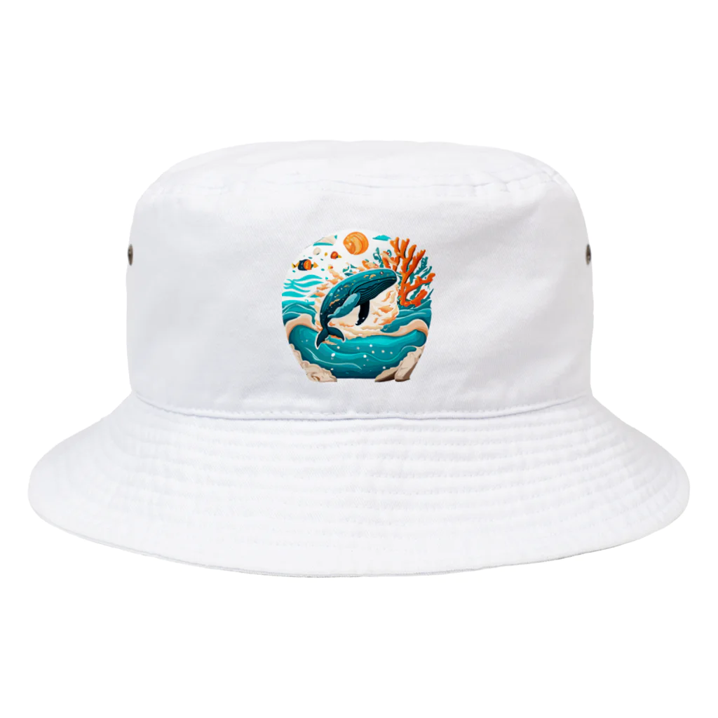 ✨🌏TCHD LLC SHOP🌏✨のダイナミックに飛ぶクジラちゃん Bucket Hat