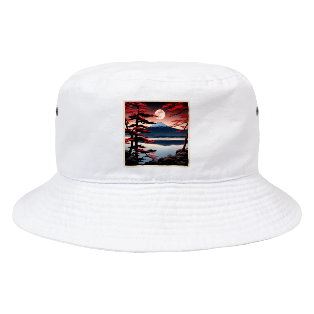 Suzurin’s Creationsの月と赤富士prt1 Bucket Hat