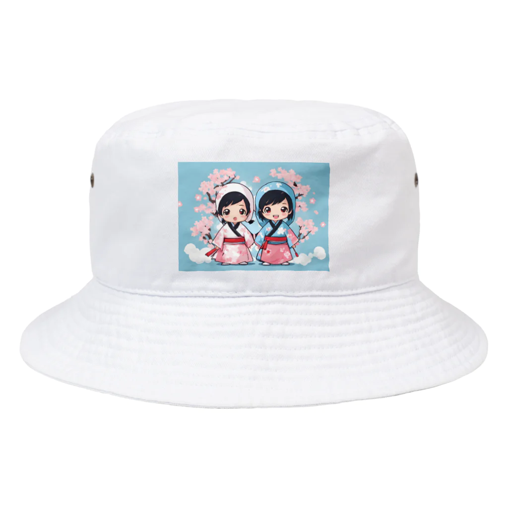 ニンニン忍者パンの愛くるしい表情のキュートな子供忍者イラスト入り！ Bucket Hat