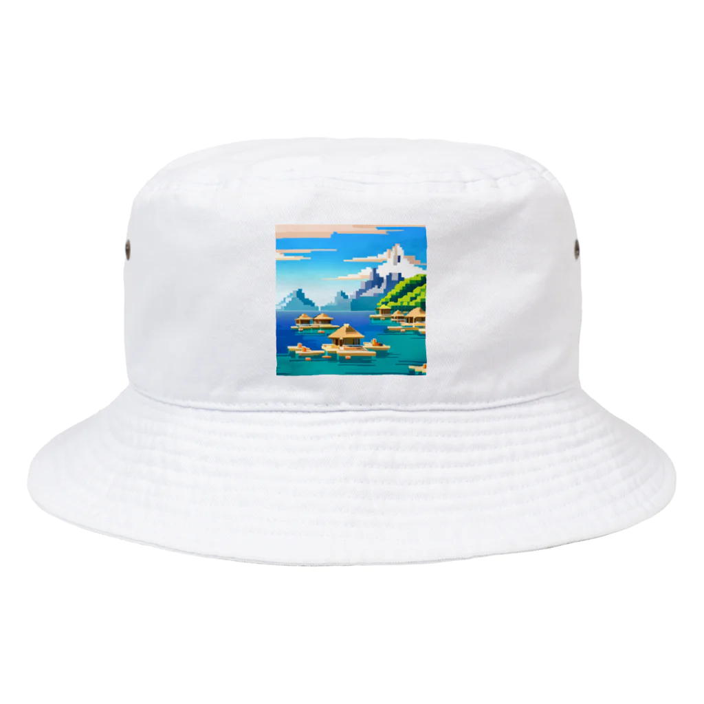 keita-sawadaのドット　ボラボラ島のオーバーウォーターバンガロー Bucket Hat