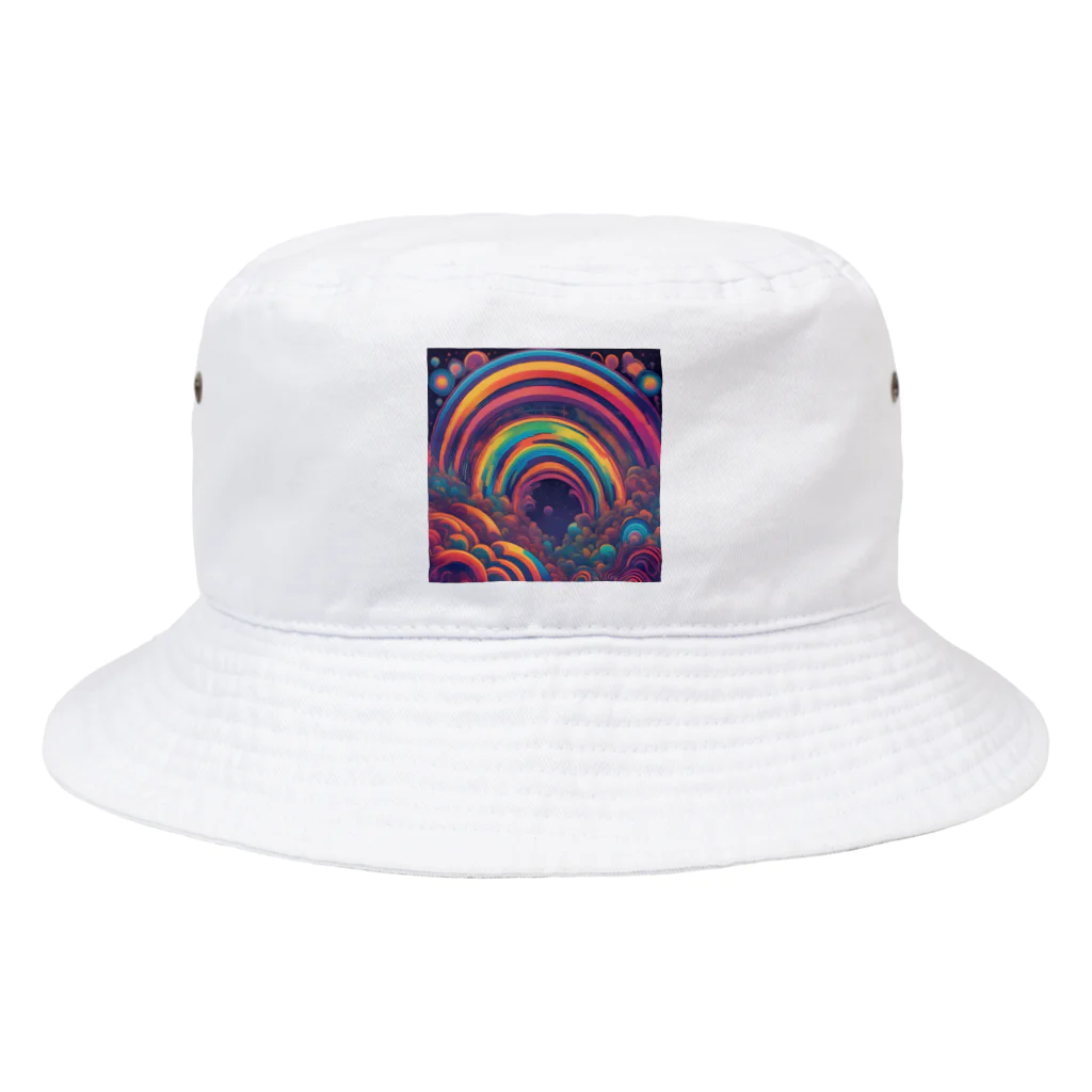 茉莉花のサイケデリックな世界の虹 Bucket Hat