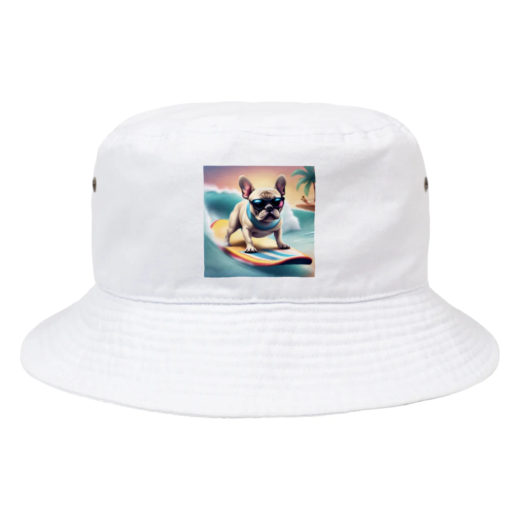 ChicCanvas Boutiqueの波乗り大好きフレンチブルドッグ Bucket Hat