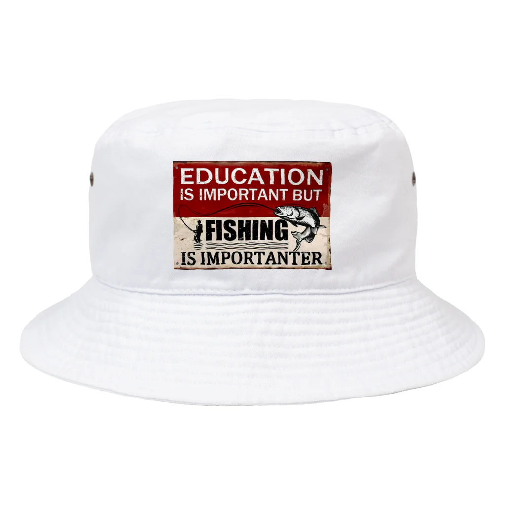 No Fishing No Life の釣り　レトロテイスト1 Bucket Hat