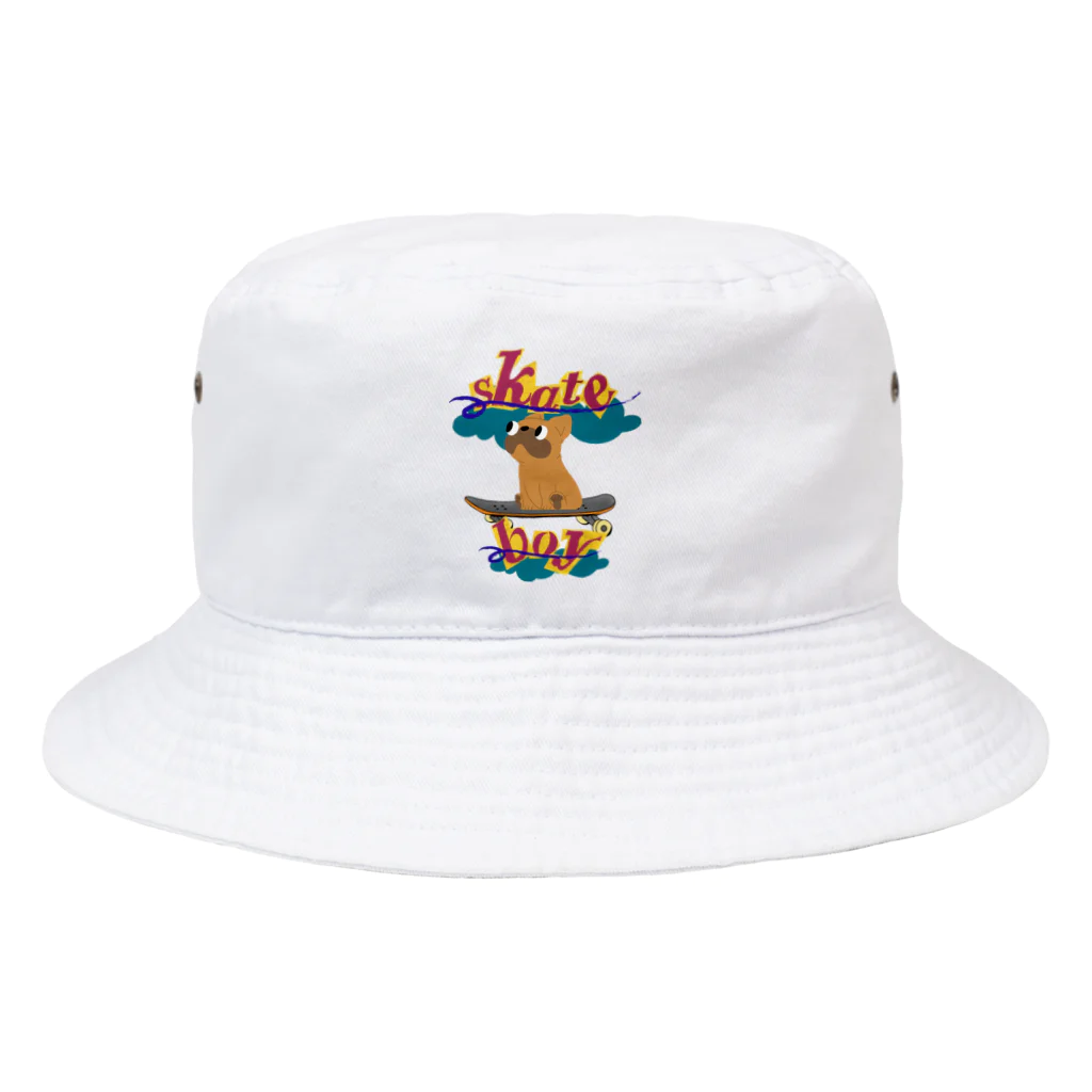 sloth_giraffeのスケートボードするワンコ Bucket Hat