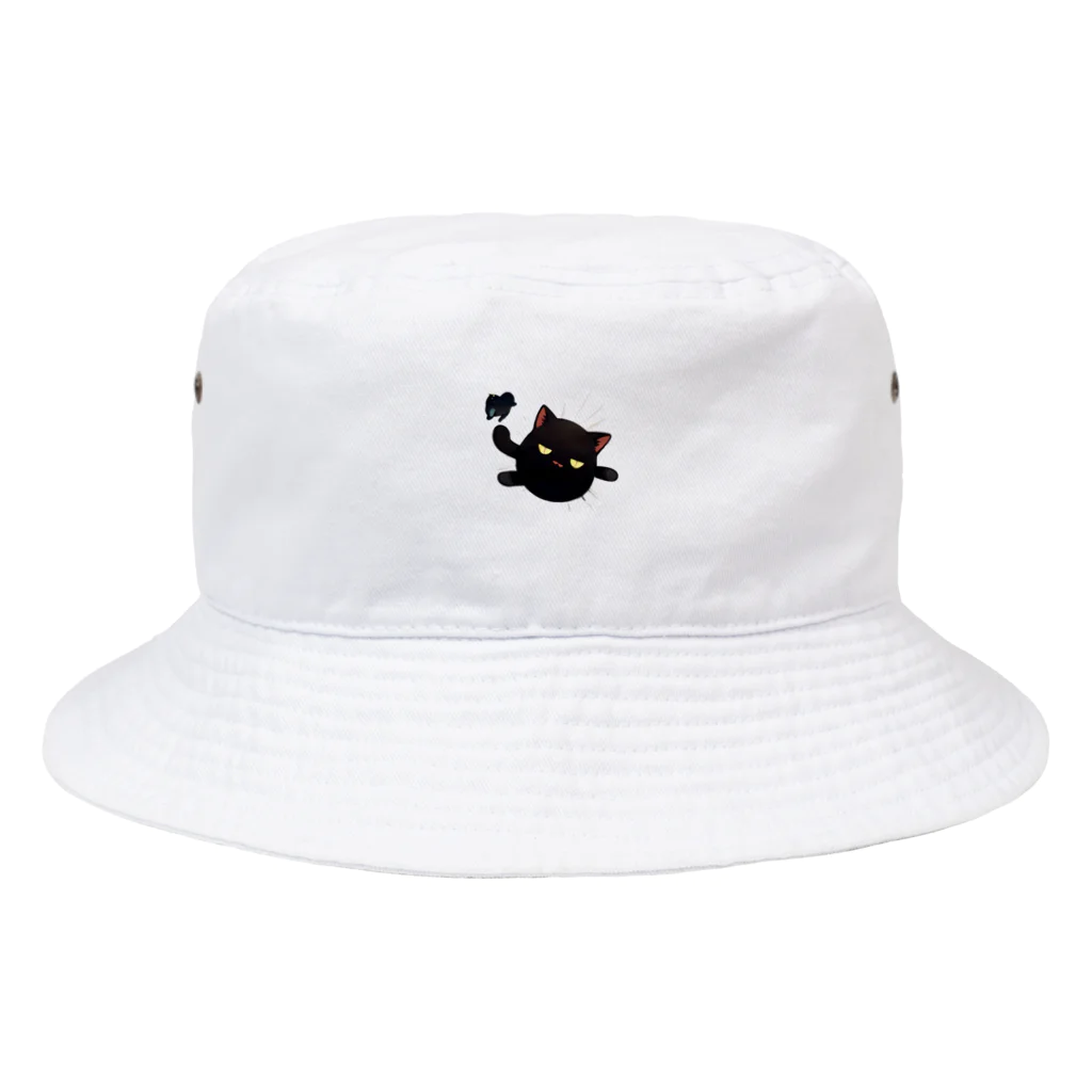 かわいい女の子とシュールな絵のジト目ネコ Bucket Hat