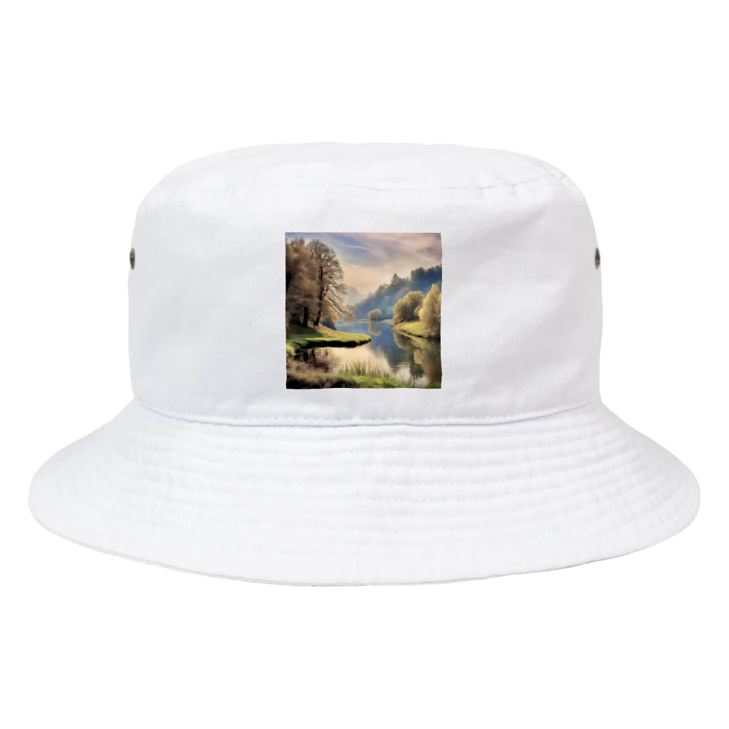 maikoのショップの静かな川辺の風景 Bucket Hat