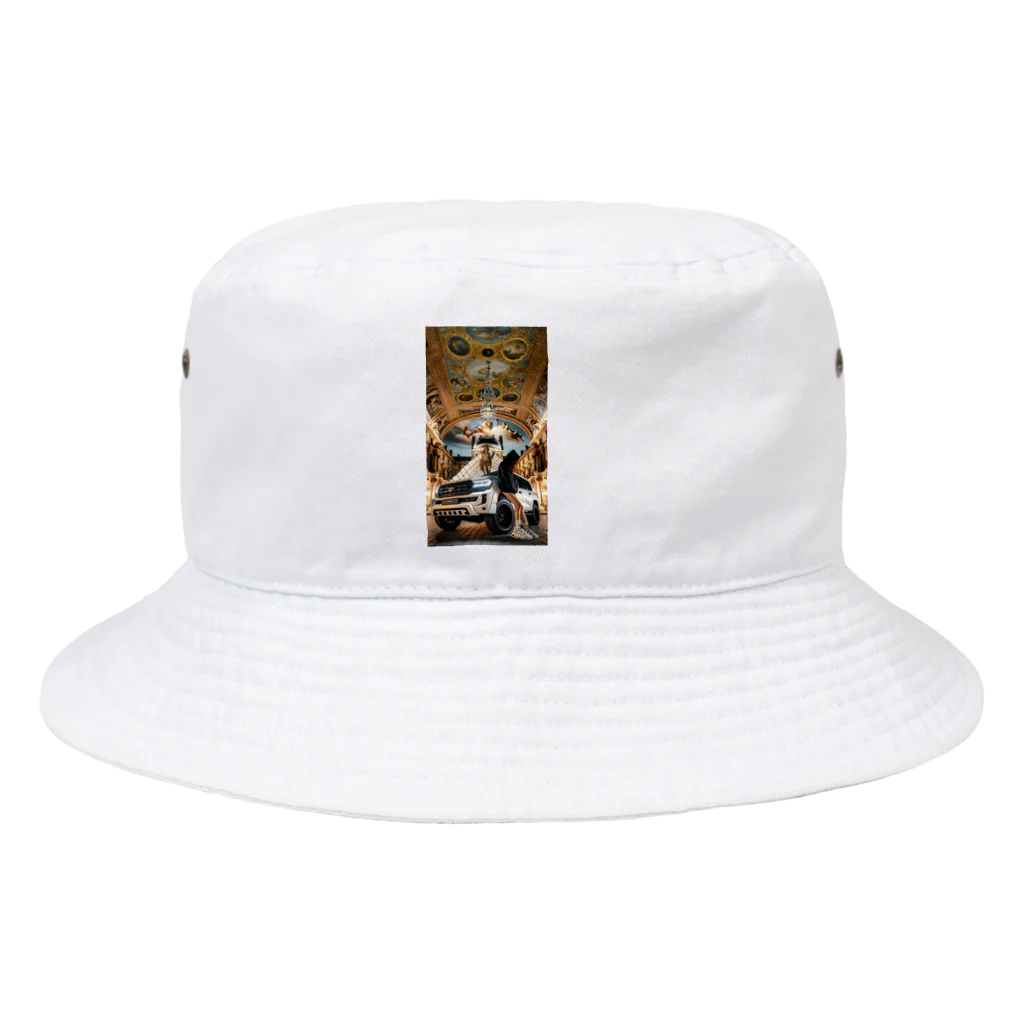 ブラックホワイトの美術館車 Bucket Hat