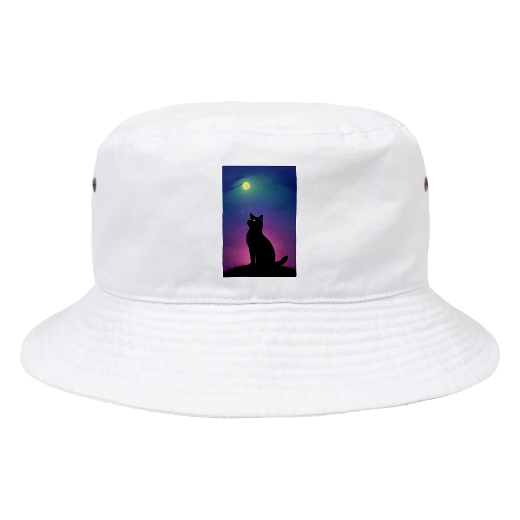 幸運のしっぽの黒猫と不思議な夜 Bucket Hat