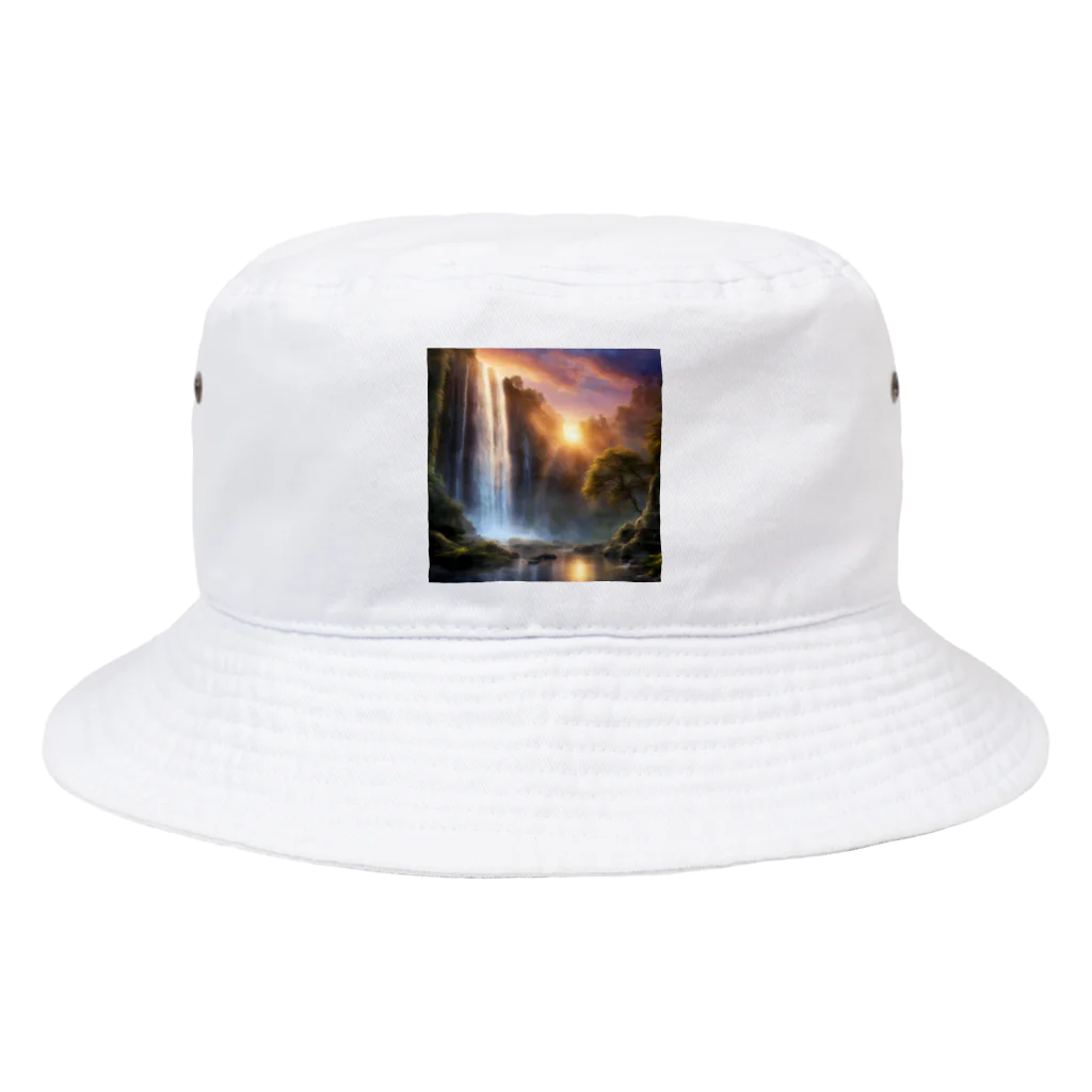 vectoの夕日と滝 Bucket Hat