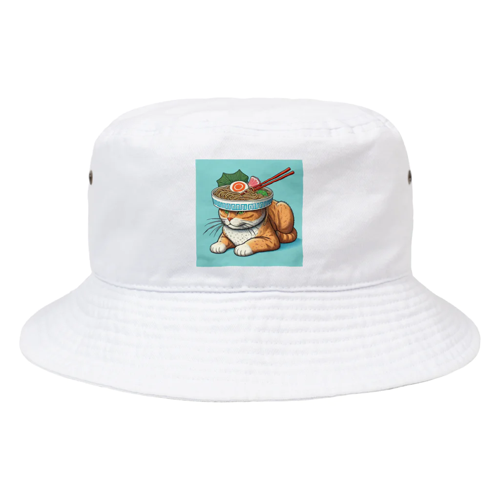 ベルギービールバー麦酒本舗公式グッズのラーメン猫 Bucket Hat