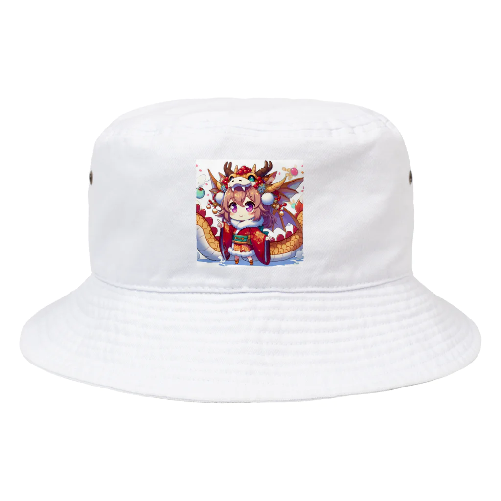 可愛らしいドラゴンのイラストグッズ店のカラフルで楽しいドラゴンのマスコットキャラ Bucket Hat