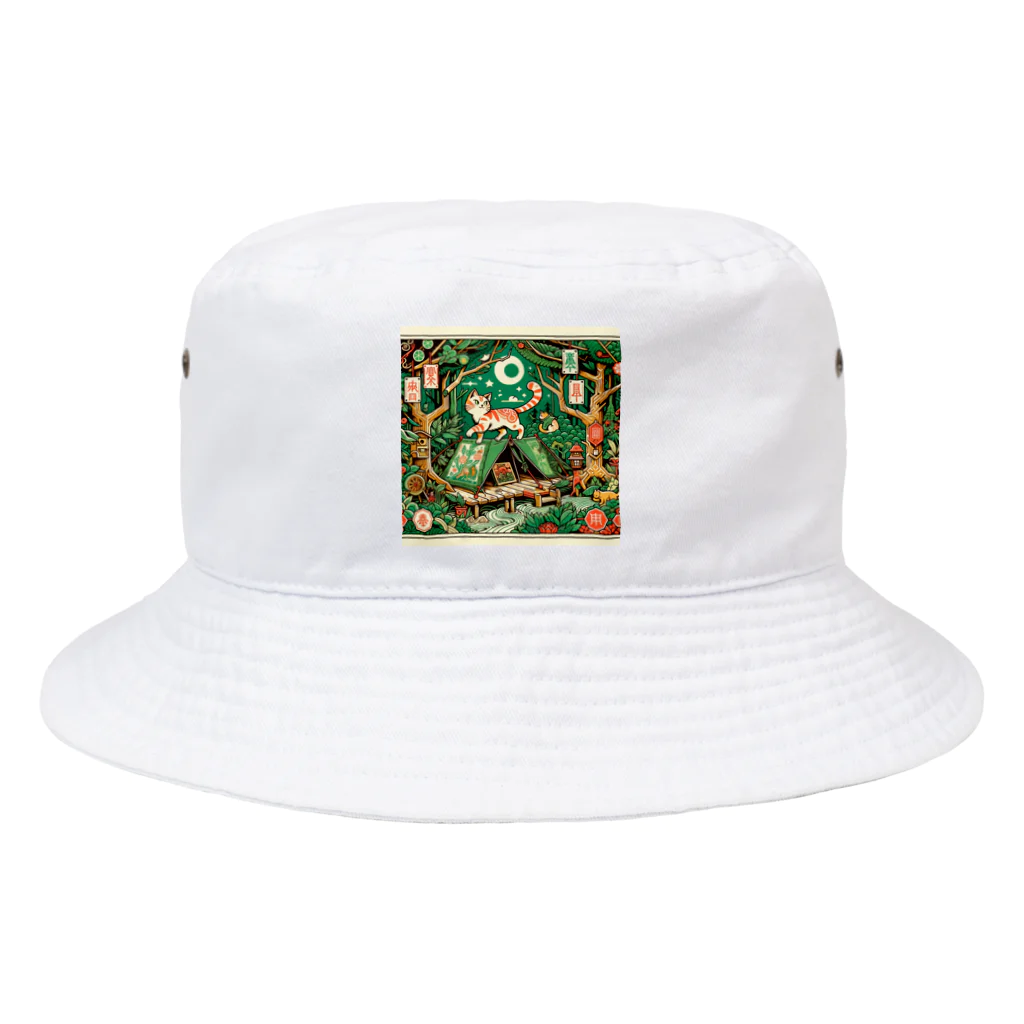 Aoyanicの猫野営オリエンタル Bucket Hat