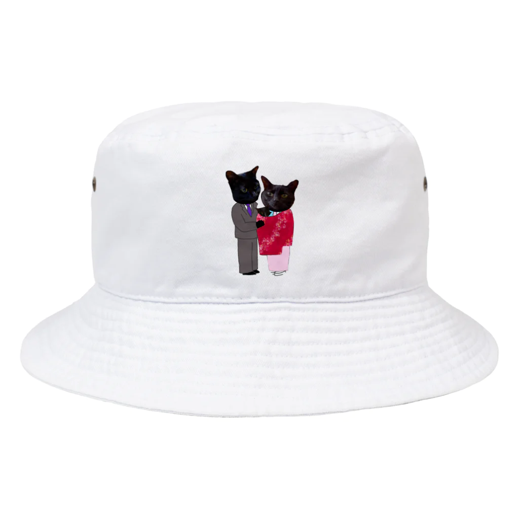 Parallel_merchの黒猫の親子 Bucket Hat