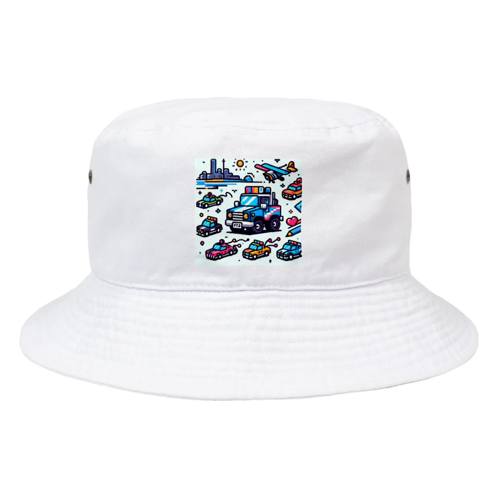 お茶目なドット絵のドッド絵車さん Bucket Hat