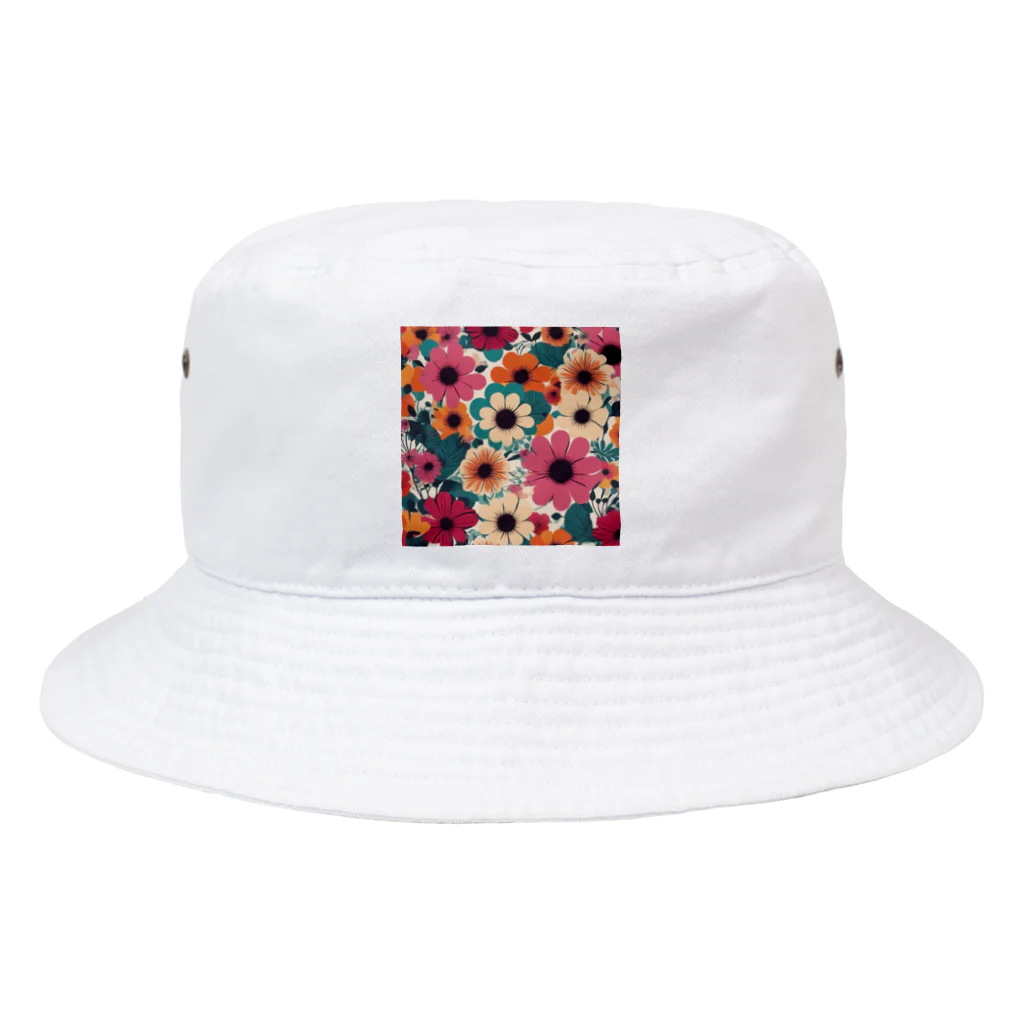 NATSUMAKITSUNEの北欧風　花柄　マリメッコ風 Bucket Hat