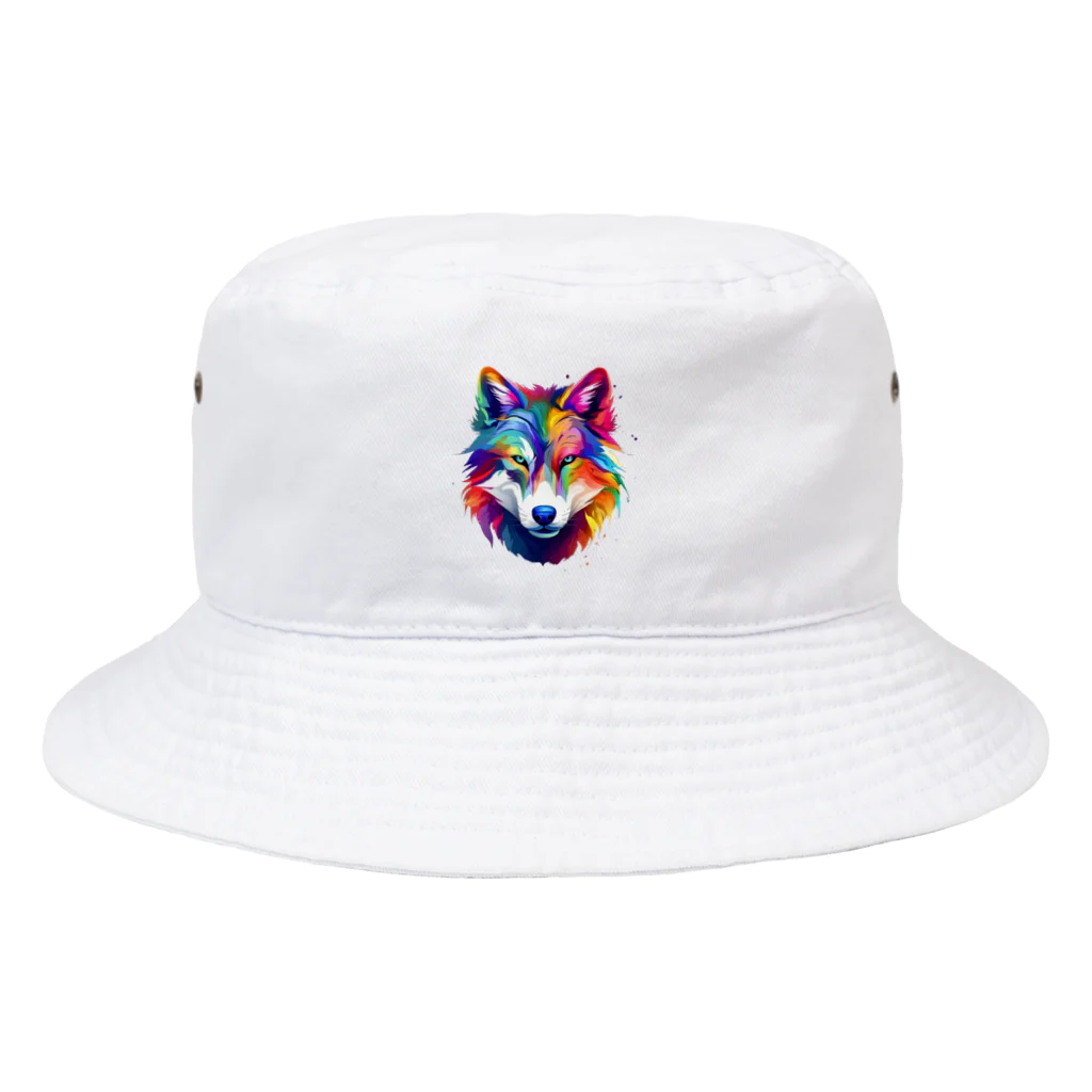 MK's SOLUTIONのカラフルなおおかみ Bucket Hat
