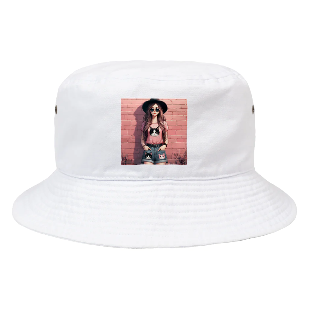 SaltyCookie Design Worksの猫好きの女の子のファッション(1) Bucket Hat