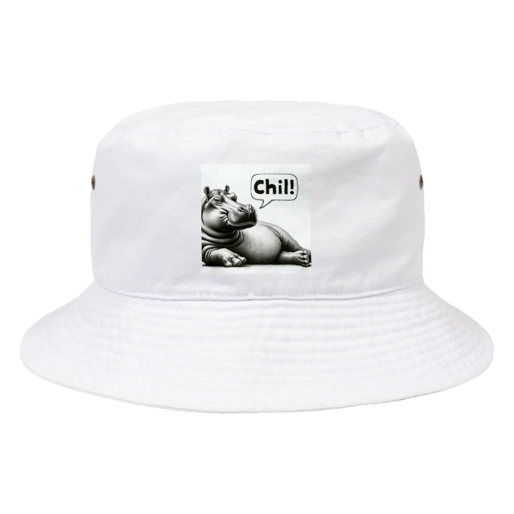 momoRockのデッサンタッチ カバ(Chil) Bucket Hat