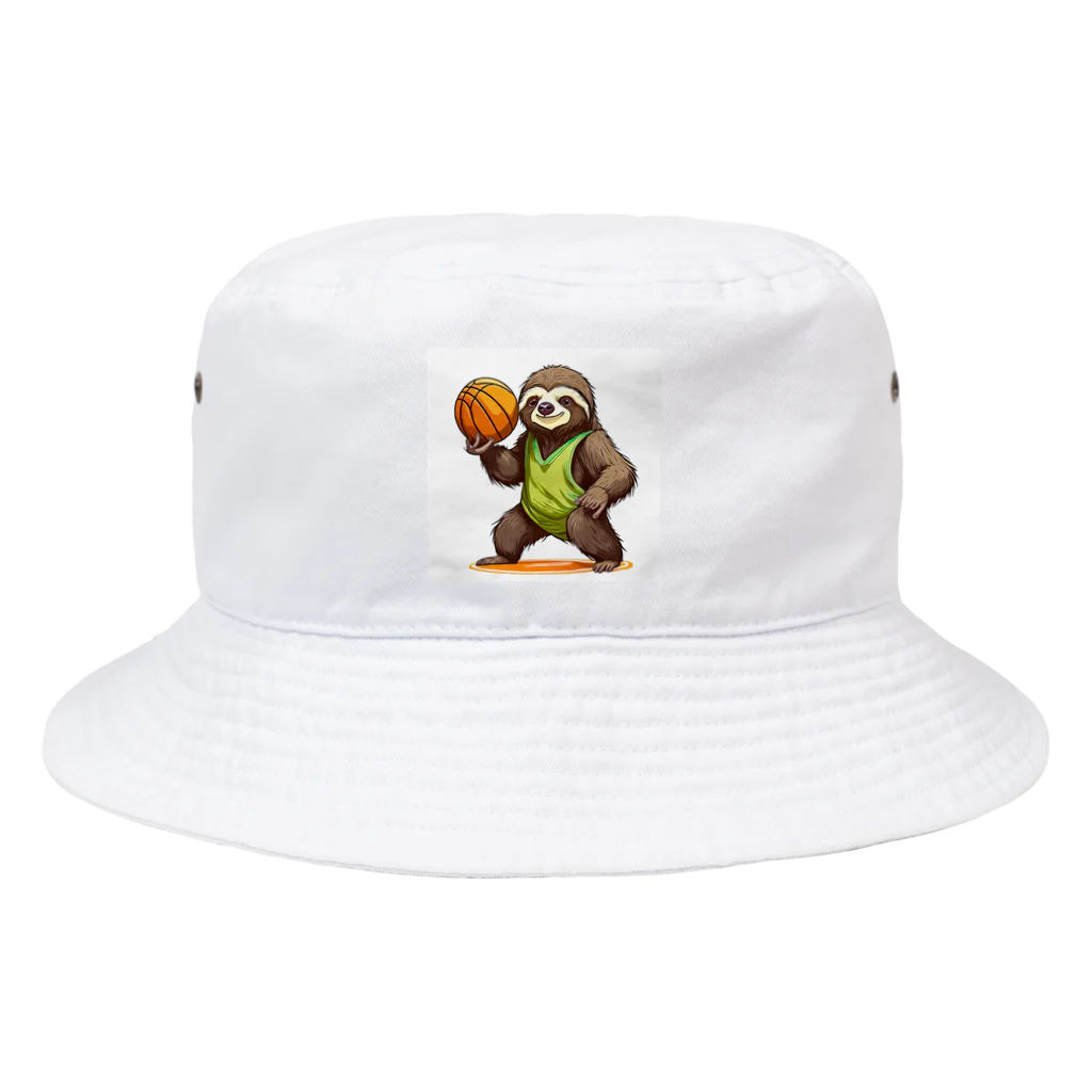 まるアニマル　のバスケをするナマケロくん Bucket Hat