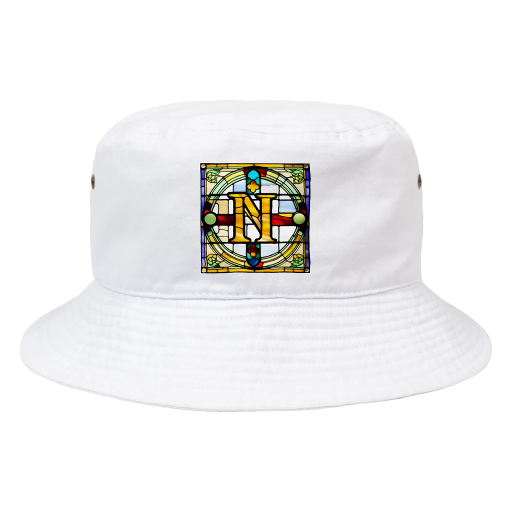 alphabet stained glassのstained glass N Bucket Hat