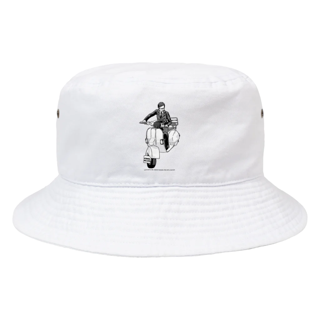 ファンシーTシャツ屋のクラシックスクーターに乗る男性 Bucket Hat