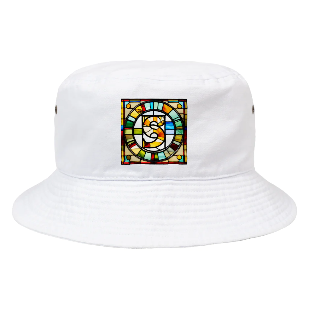 alphabet stained glassのstained glass S Bucket Hat