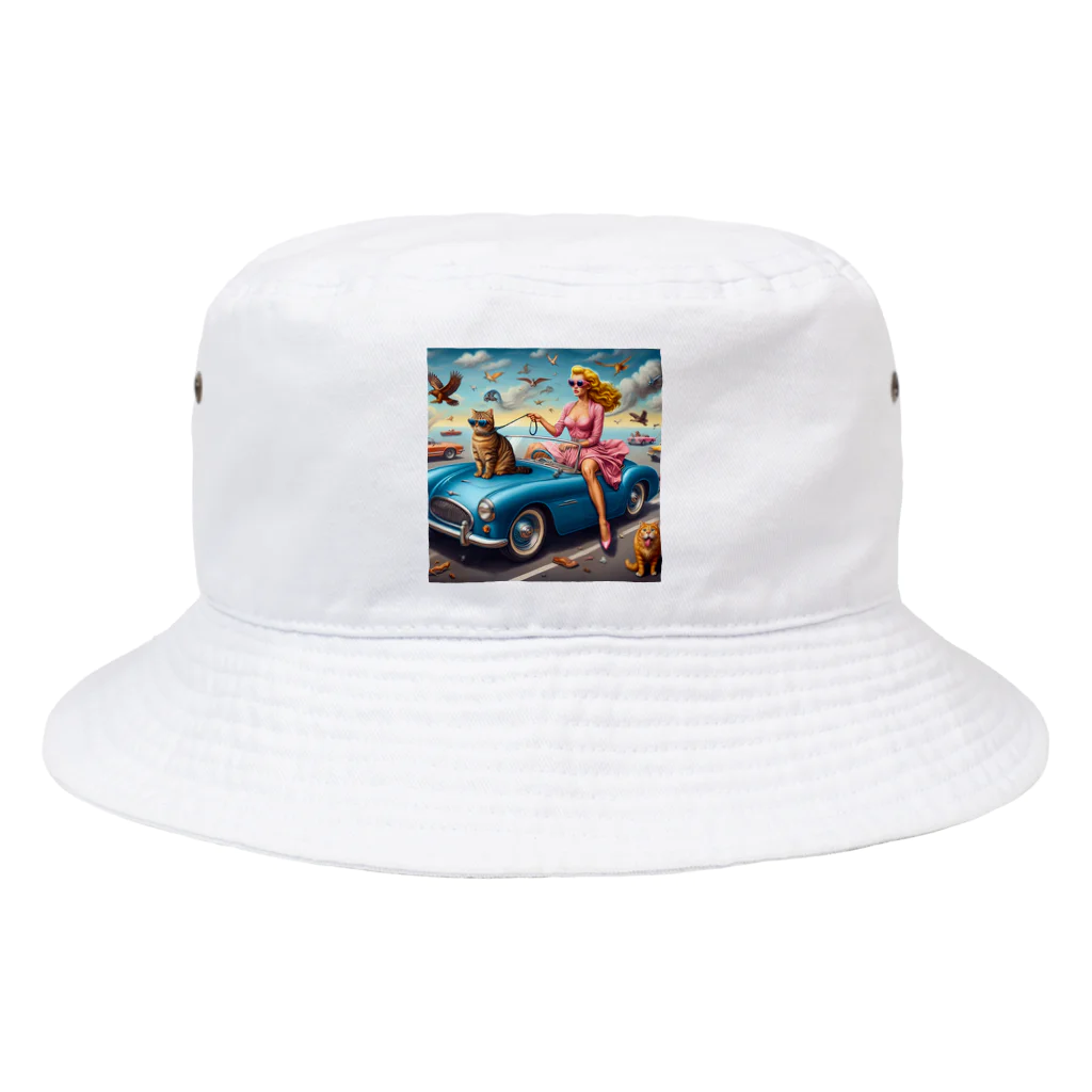 パパネコのドライブにゃんこチャン Bucket Hat