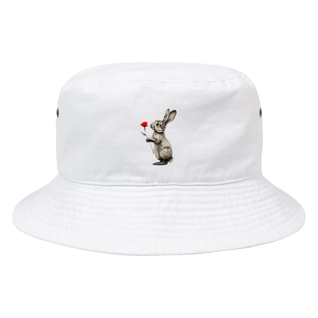 ゆかまるSHOPの求愛（バラとうさぎ） Bucket Hat