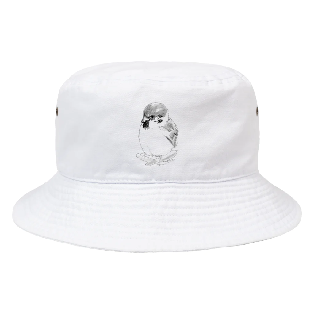 greetenのアート　すずめ　モノクロ Bucket Hat