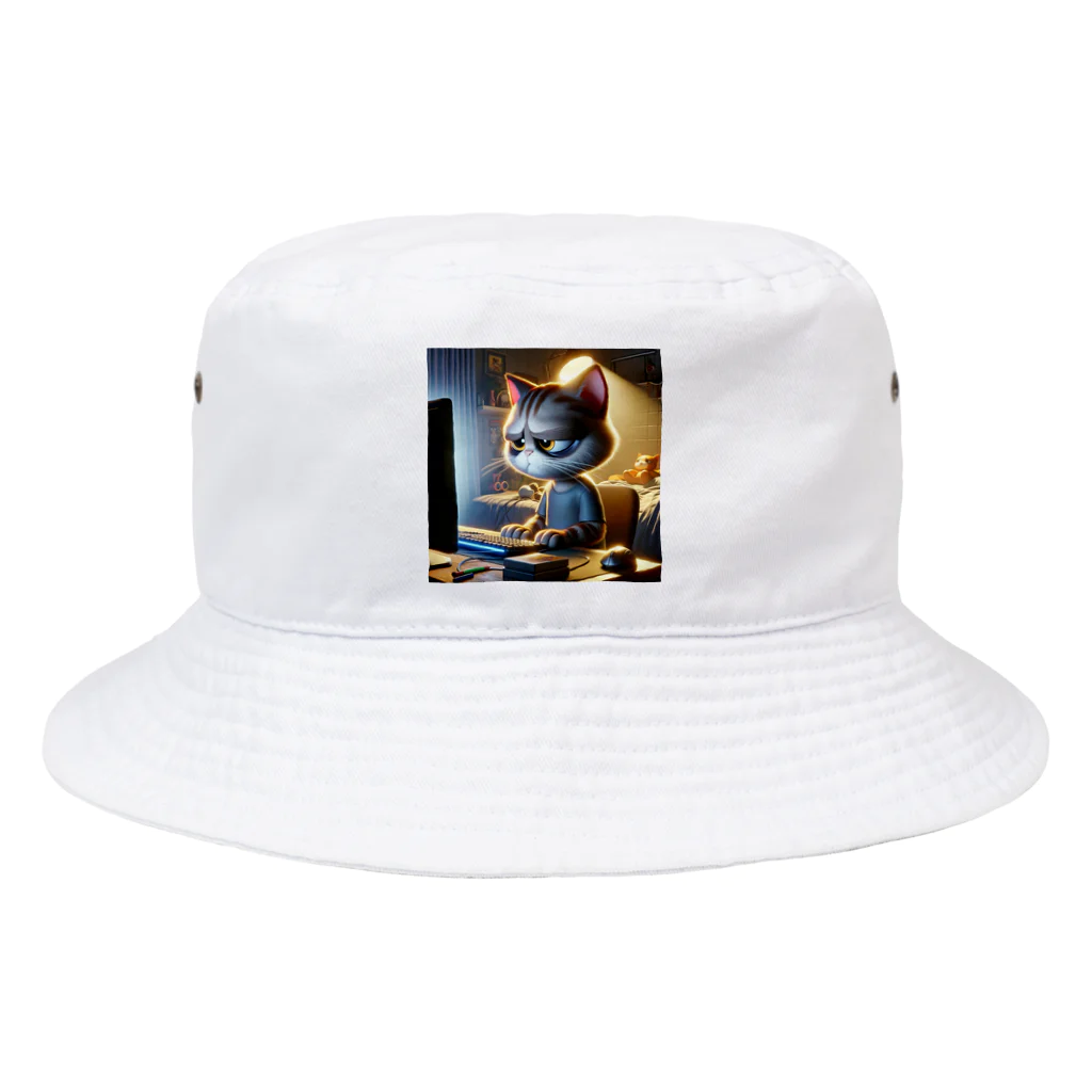 ARIES-TEREAの仕事中のかわいい猫 Bucket Hat