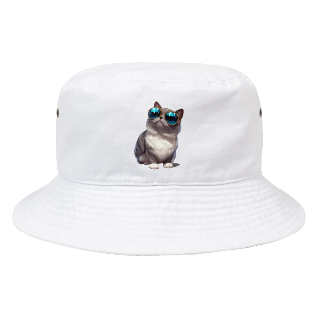 AQUAMETAVERSEのサングラスをかけた、かわいいネコ Marsa 106 Bucket Hat