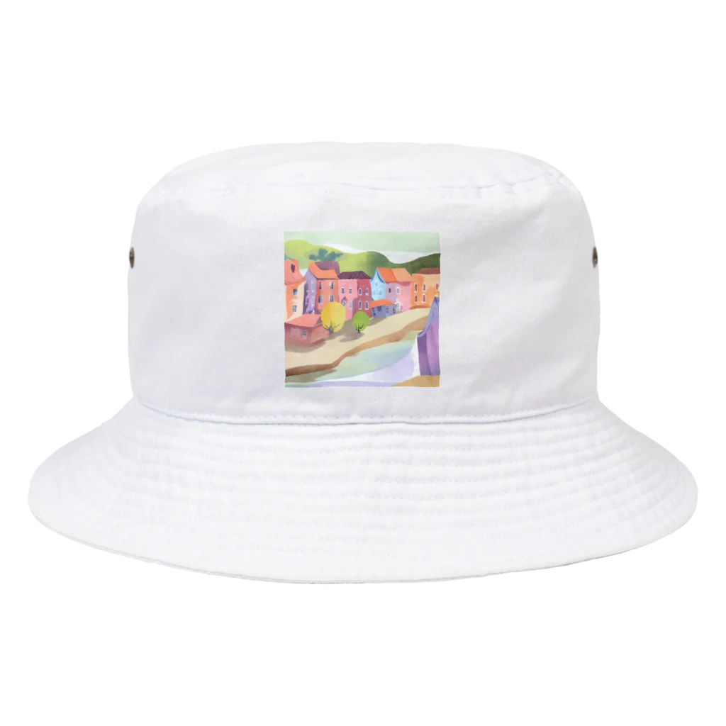 decnaの川沿いの街並み Bucket Hat