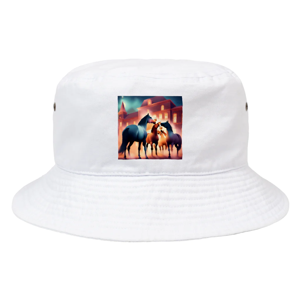 runbitの乾杯している馬たち Bucket Hat